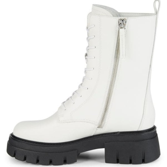 NWT ASH Liana white leather combat boots lug sole size 6 - Picture 4 of 10